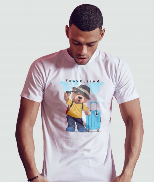 Мъжка тениска с щампа Мечета Traveling bear